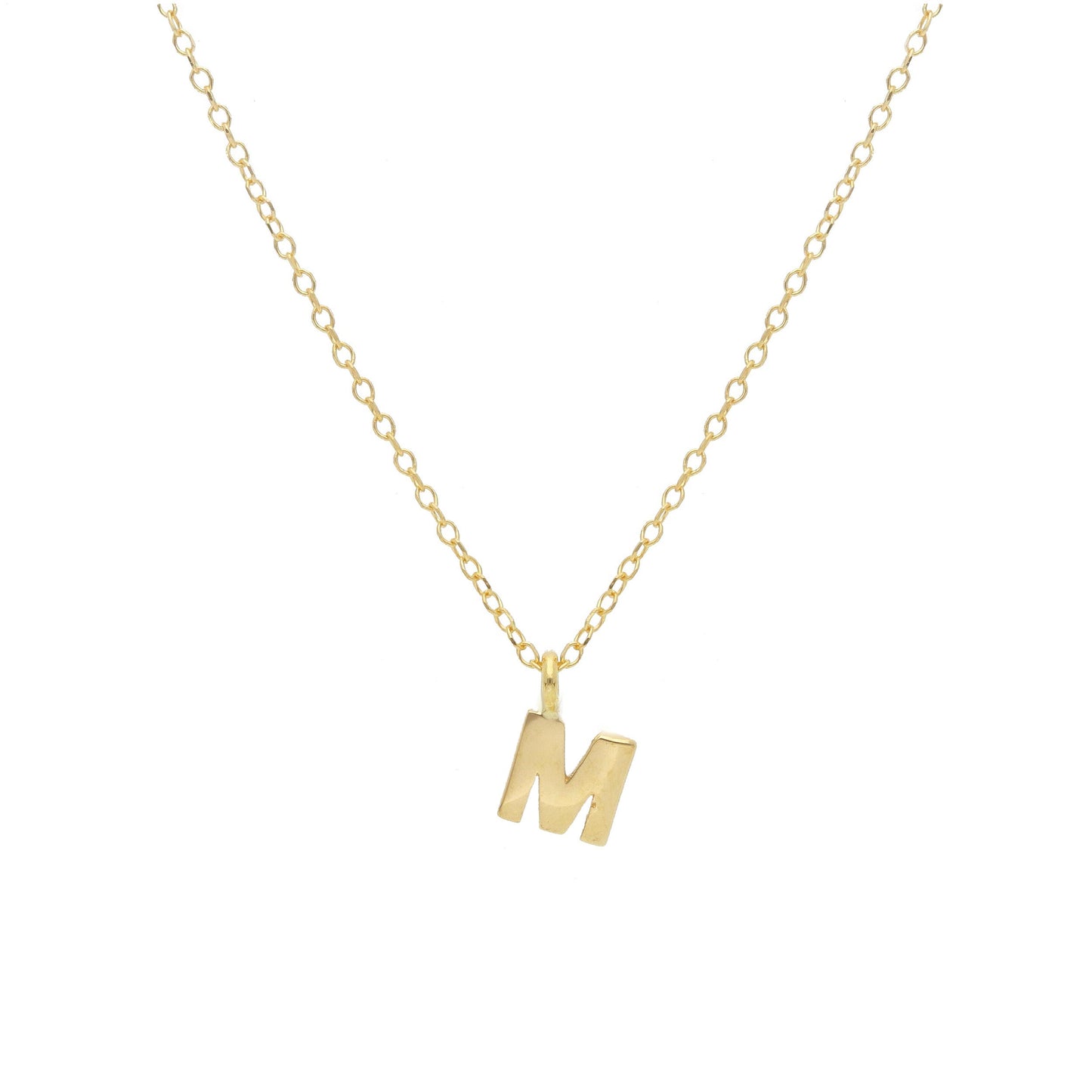 COLLANA ORO GIALLO 18K, MAGLIA ROLO CON LETTERA INIZIALE PICCOLA DA 5 MM, 42 CM