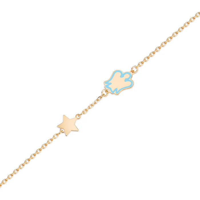 Bracciale Roberto Giannotti oro 9k bambino con angelo azzurro e stella NKT388
