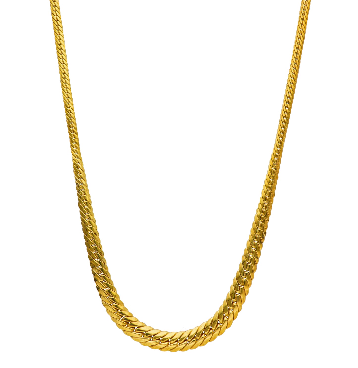 YELLOW GOLD NECKLACE, 18K, CUBAN MESH, GRADUAL THICKNESS 4-8 MM, 42-45-50 CM