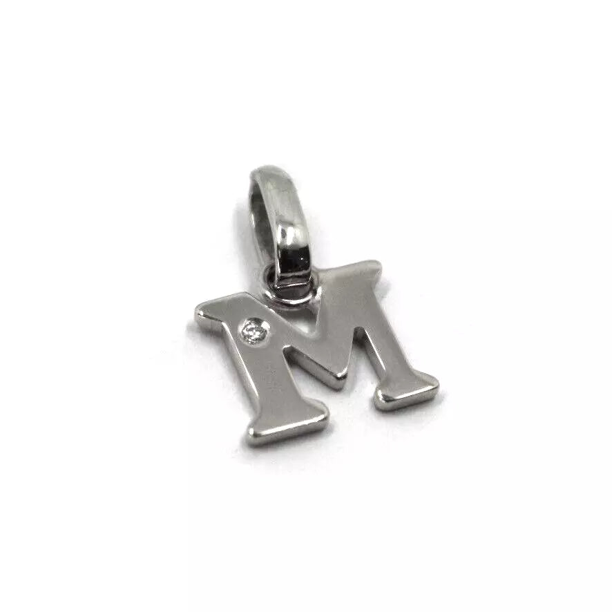 CIONDOLO ORO BIANCO 18K, PICCOLA LETTERA INIZIALE CON DIAMANTE, LUNGHEZZA 10 MM