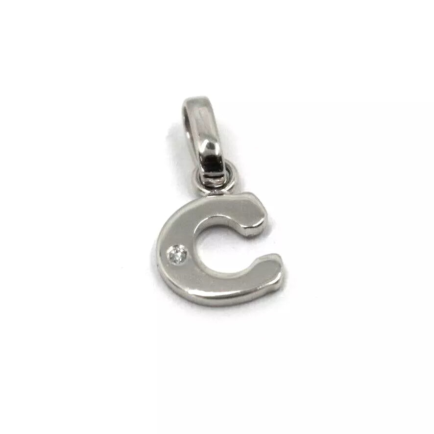 CIONDOLO ORO BIANCO 18K, PICCOLA LETTERA INIZIALE CON DIAMANTE, LUNGHEZZA 10 MM