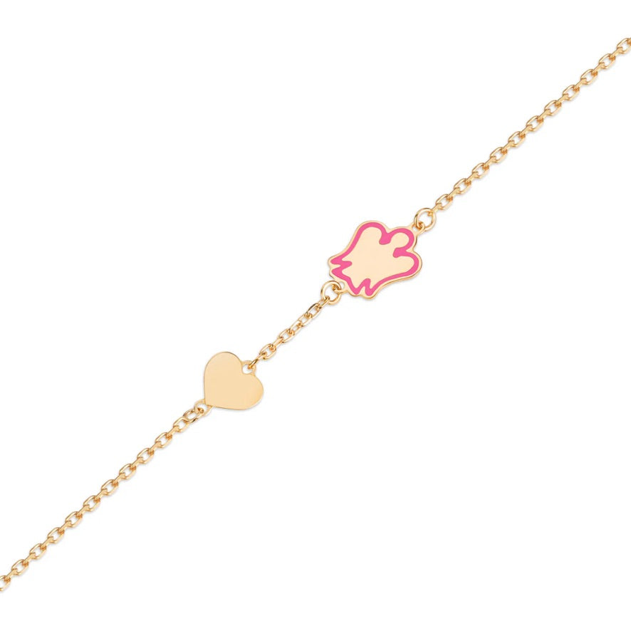 Roberto Giannotti 9k gold bracelet for girls with pink angel and heart NKT389