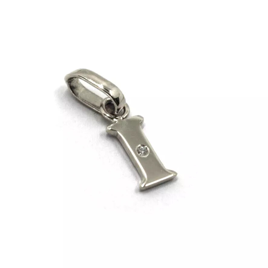 CIONDOLO ORO BIANCO 18K, PICCOLA LETTERA INIZIALE CON DIAMANTE, LUNGHEZZA 10 MM