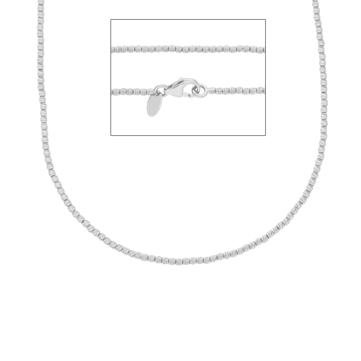 CATENA ORO BIANCO 750 18K, PALLINE SFACCETTATE 1.5 MM, 40 45 O 50 CM, COLLANA