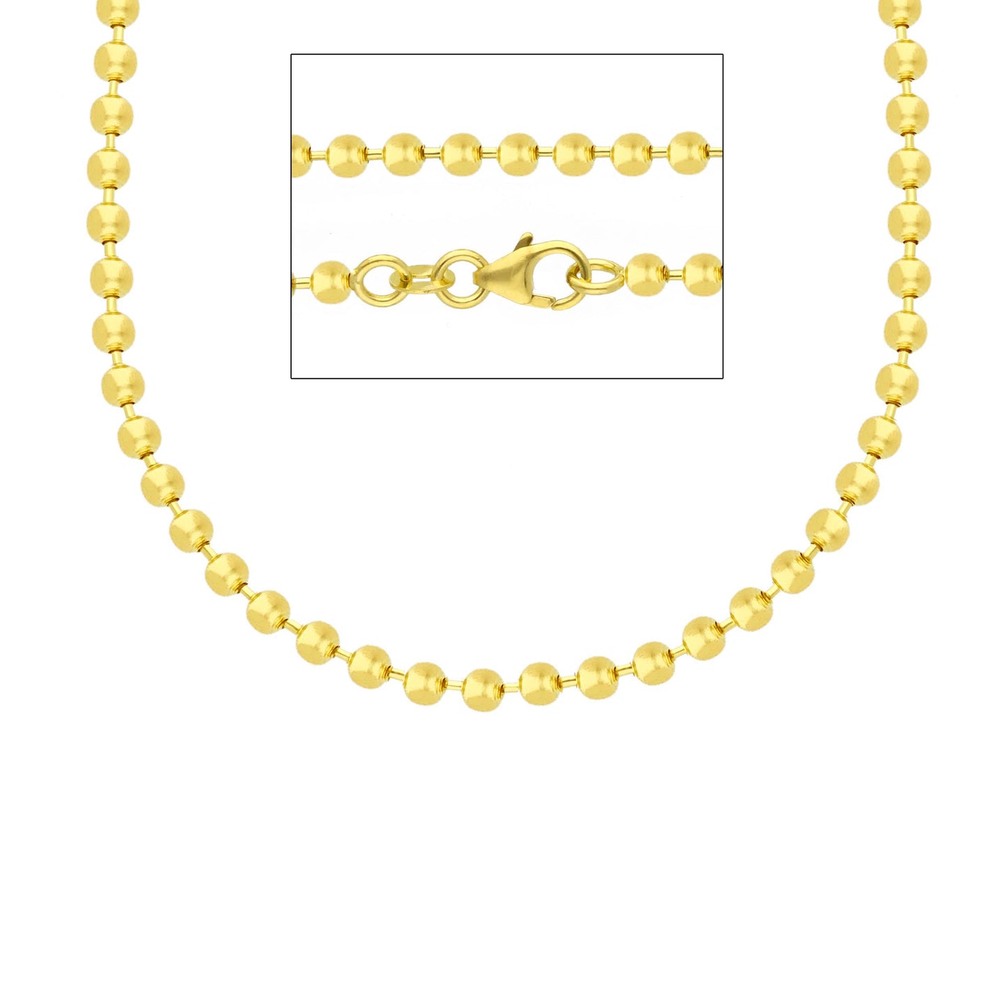 18K, 750 YELLOW GOLD CHAIN WITH SPHERES, 2.5 MM THICKNESS, 45-50-60 CM LENGTH
