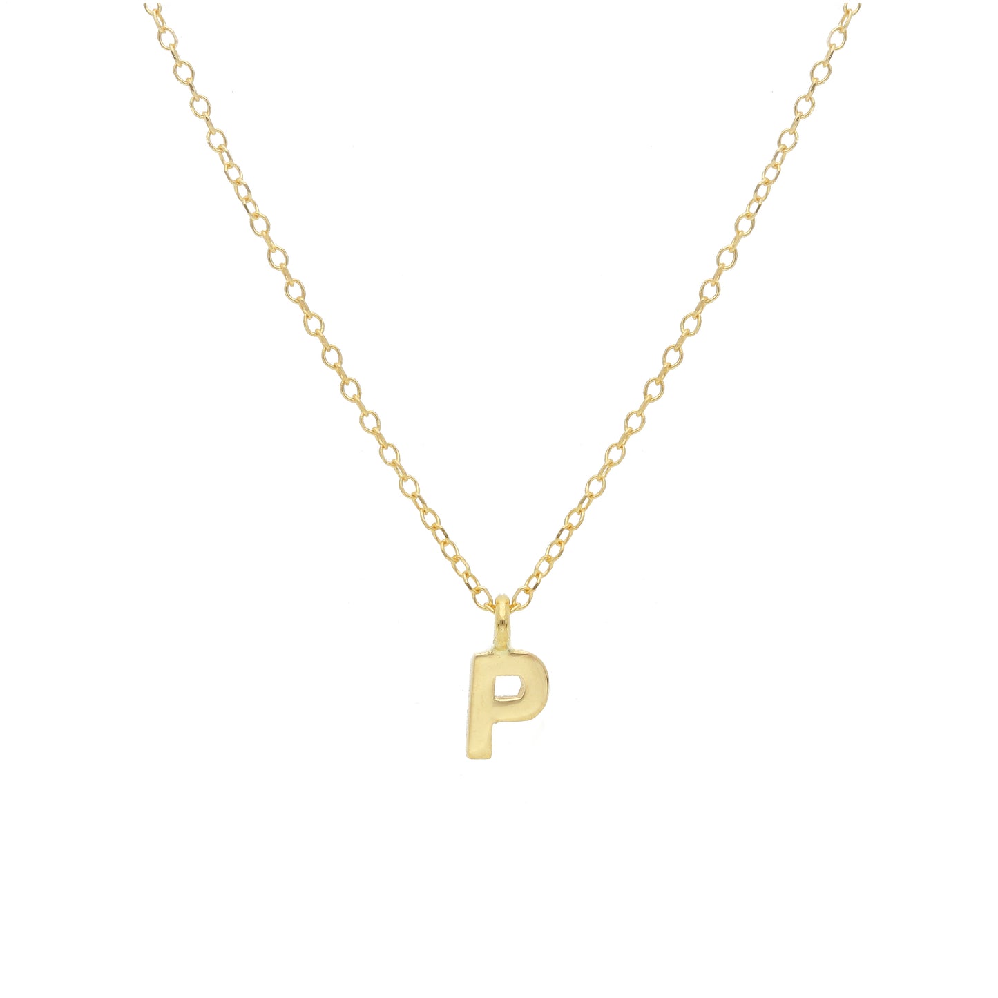 COLLANA ORO GIALLO 18K, MAGLIA ROLO CON LETTERA INIZIALE PICCOLA DA 5 MM, 42 CM