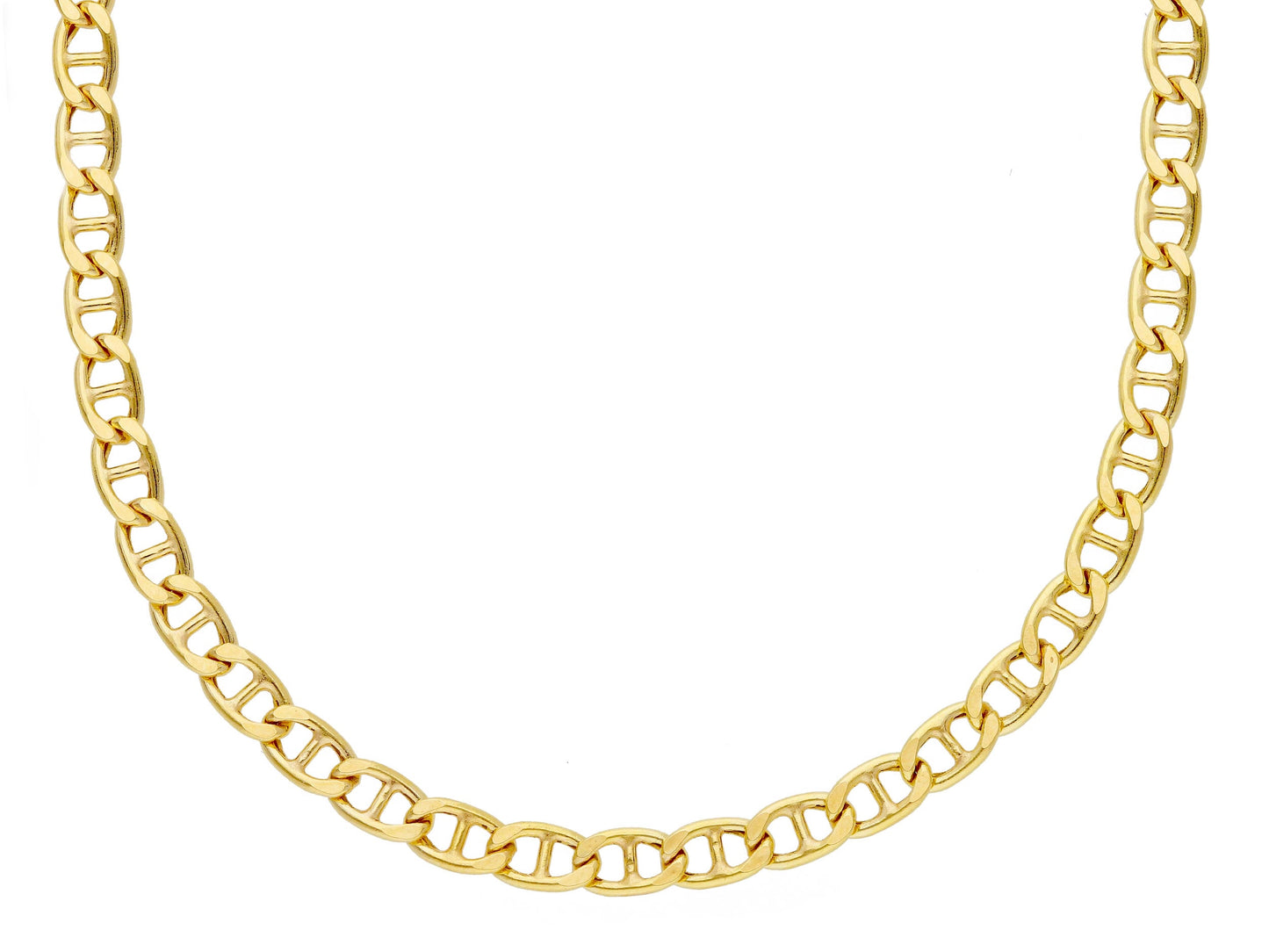 CATENA IN ORO GIALLO, 18K, MAGLIA MARINARA, PIATTA, SPESSORE 3.5 MM, 60-50-45CM