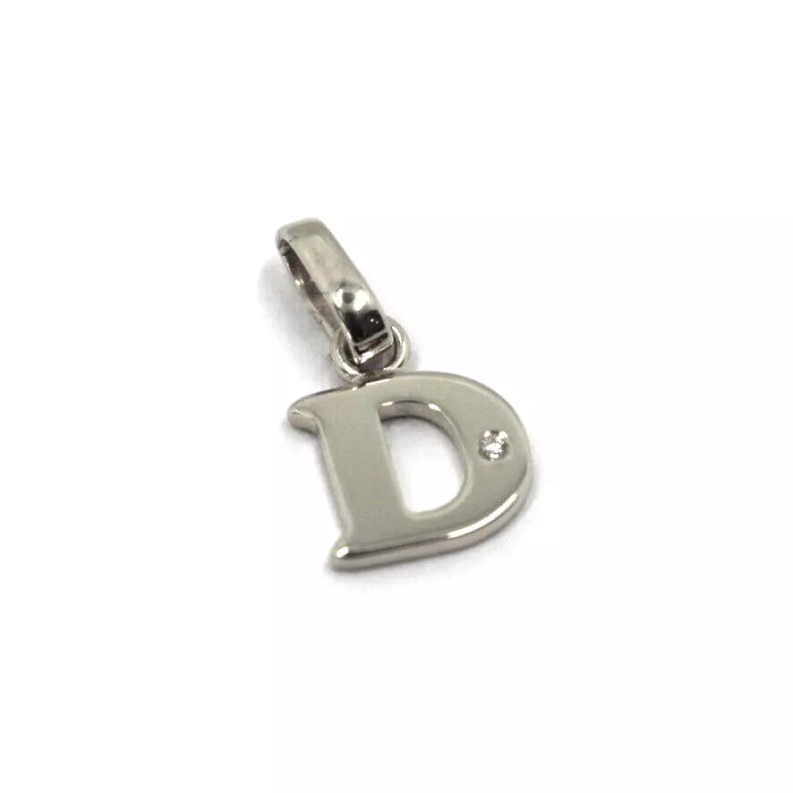 CIONDOLO ORO BIANCO 18K, PICCOLA LETTERA INIZIALE CON DIAMANTE, LUNGHEZZA 10 MM