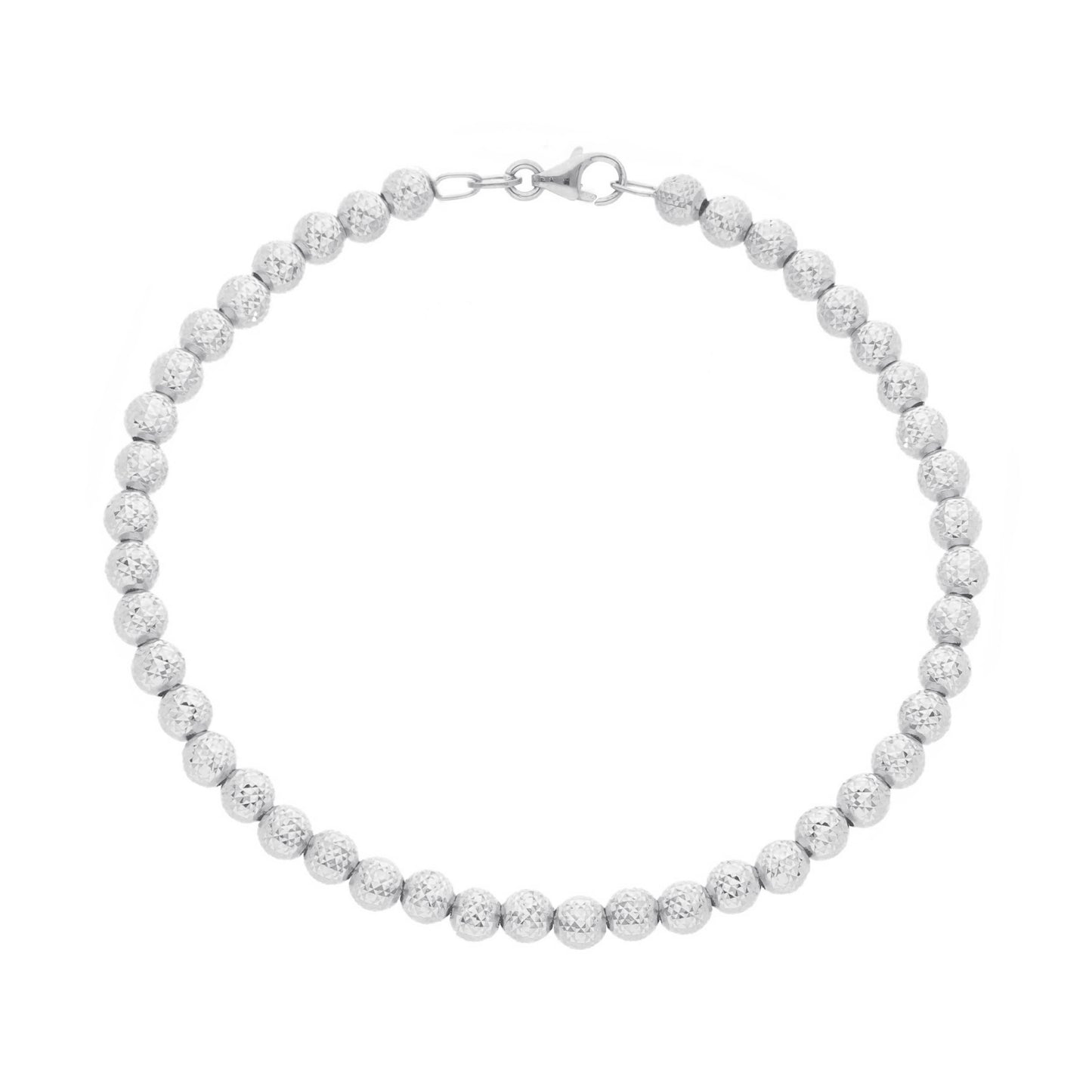18K YELLOW OR WHITE OR ROSE GOLD BRACELET, 4 MM WORKED SPHERES, 19 CM