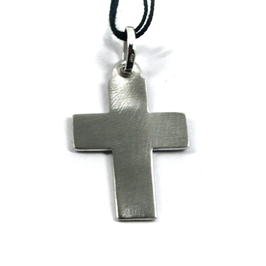 Arcadia-Kreuzanhänger, 28 x 19 mm, aus 925er Sterlingsilber mit emaillierten nautischen Flaggen, hergestellt in Italien