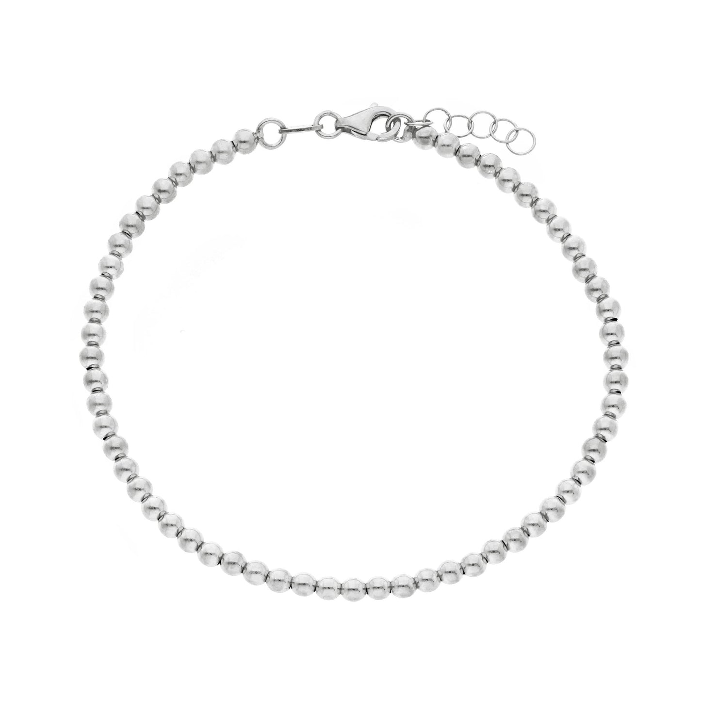 18K YELLOW OR WHITE OR ROSE GOLD BRACELET, WITH 3 MM SMOOTH SPHERES, 18 CM