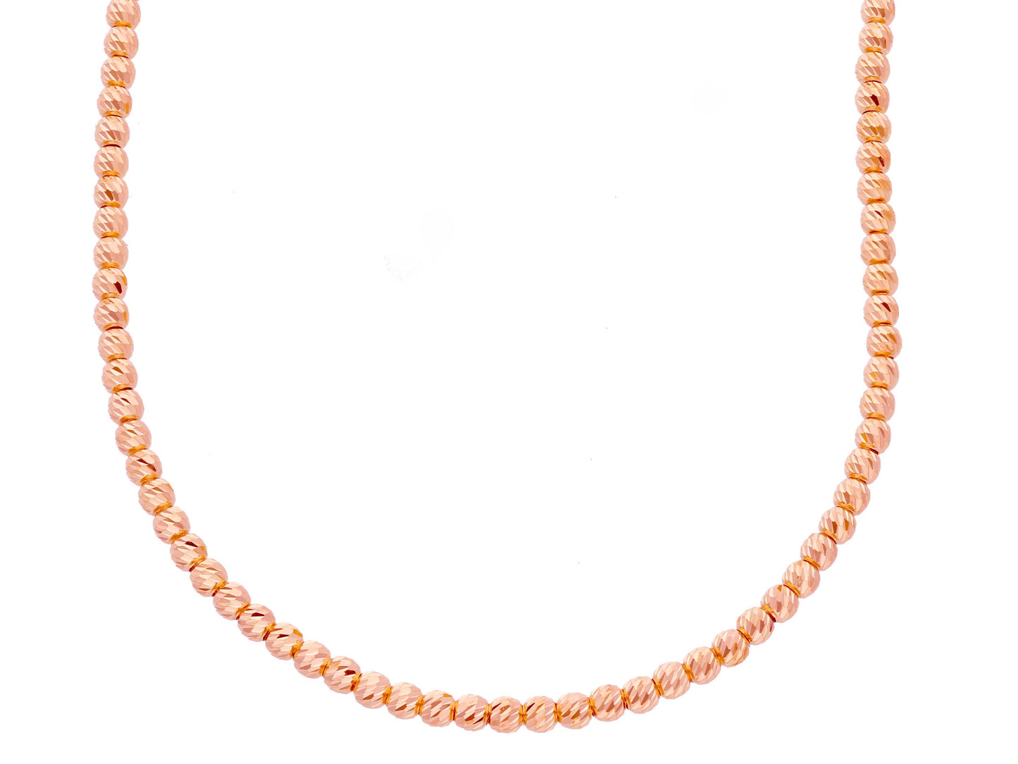 CATENA IN ORO ROSA 18K, PALLINE E SFERE LAVORATE, SPESSORE 2.5 MM, 40-45-50 CM