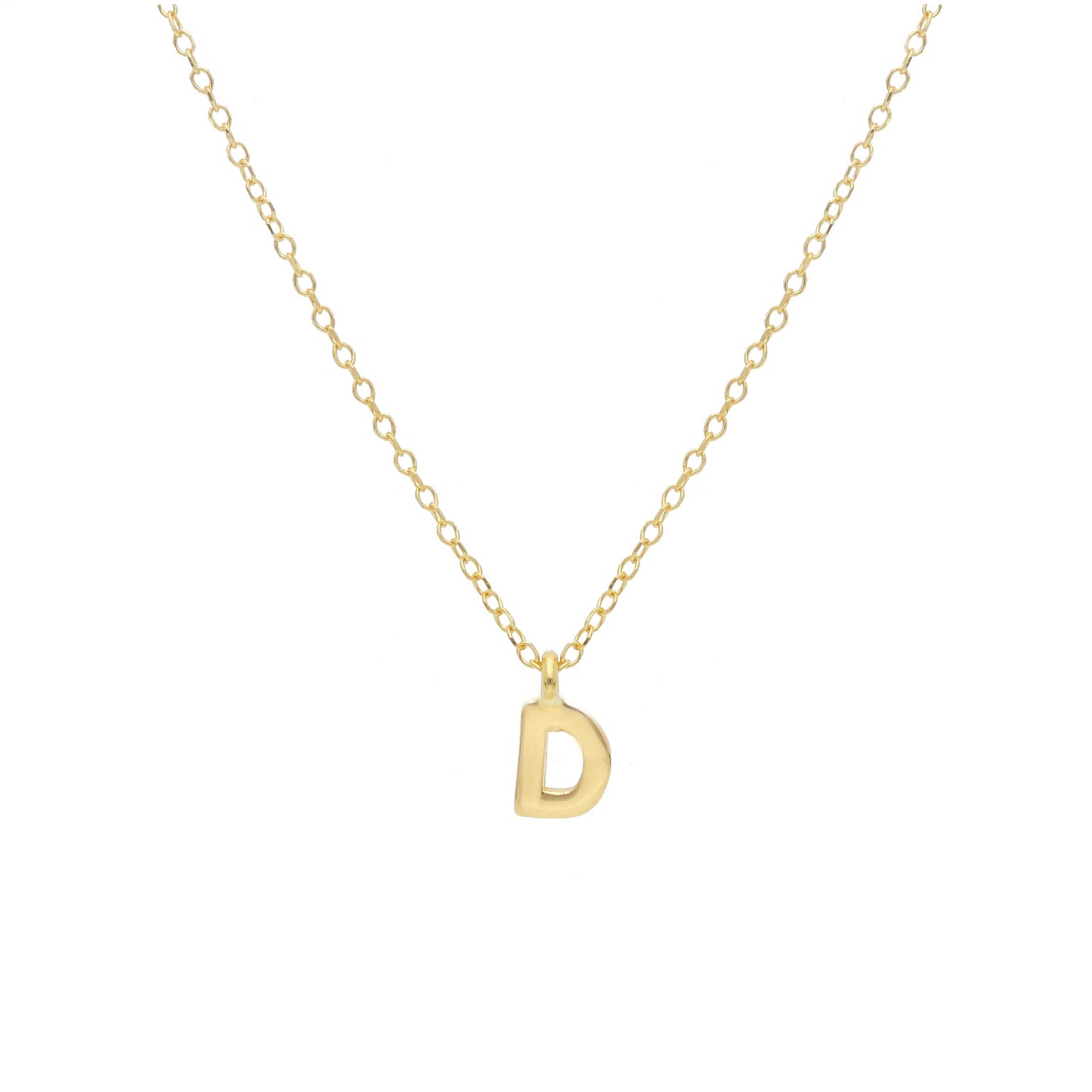COLLANA ORO GIALLO 18K, MAGLIA ROLO CON LETTERA INIZIALE PICCOLA DA 5 MM, 42 CM