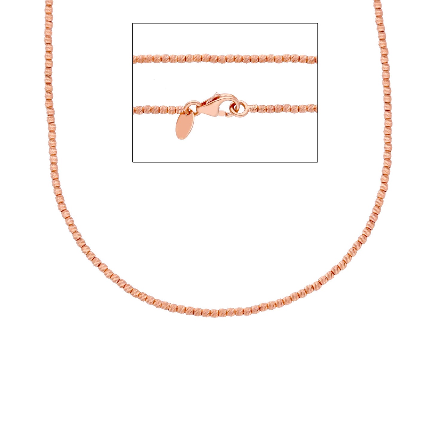 CATENA ORO ROSA 750 18K, PALLINE SFACCETTATE 1.5 MM, 40 45 O 50 CM, COLLANA