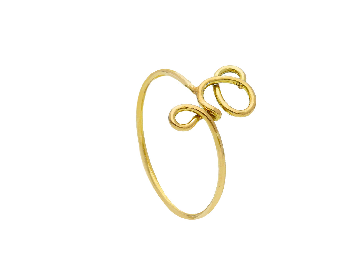 ANELLO IN ORO GIALLO 750 18K, A FILO, LISCIO, LETTERA INIZIALE, LUNGHEZZA 10 MM