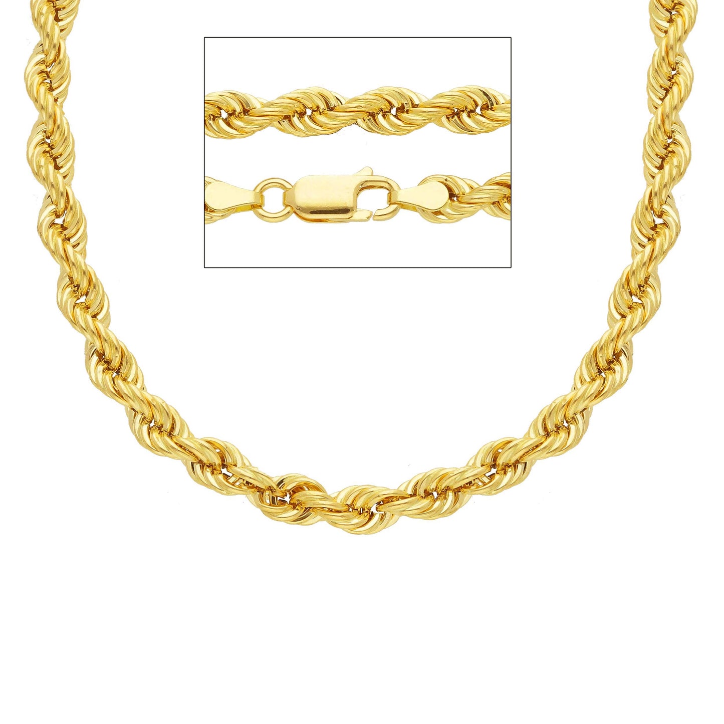 CATENA CORDA INTRECCIATA ORO GIALLO 18K, LUNGHEZZA 50 O 60 CM, SPESSORE 5 MM