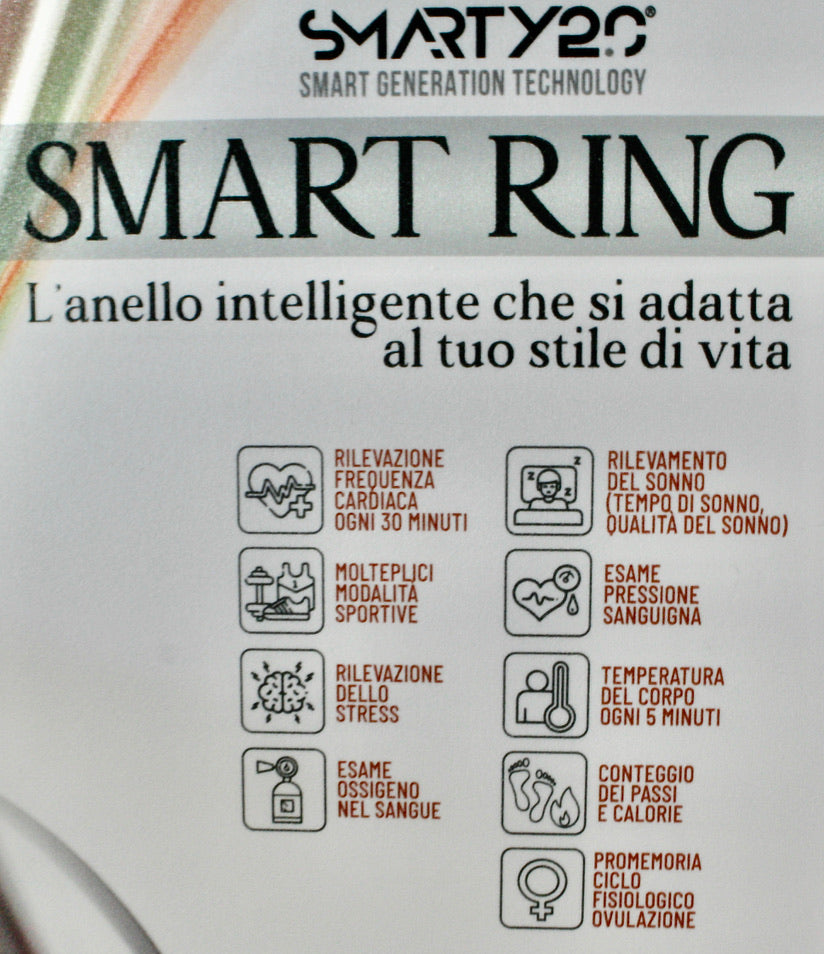 Anello smart ring in acciaio e ceramica nera smarty2.0 swr001, multifunzione parametri vitali