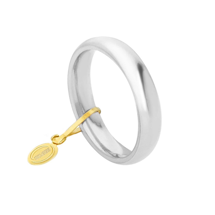 Anello Unoaerre fede nuziale, spessore 4mm, peso 6.3 grammi, comoda oro giallo o bianco o rosa 750 18k