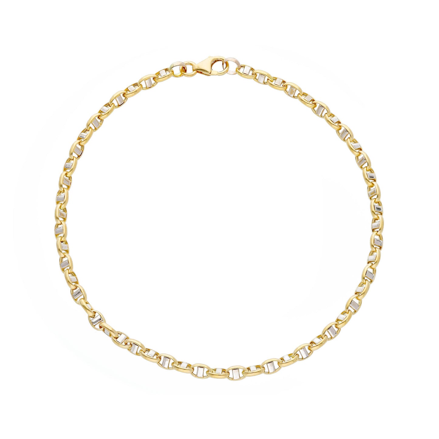 BRACCIALE ORO GIALLO O BIANCO 750 - 18K, 19 CM, 3 MM, MARINARA TRAVERSINO, ITALY