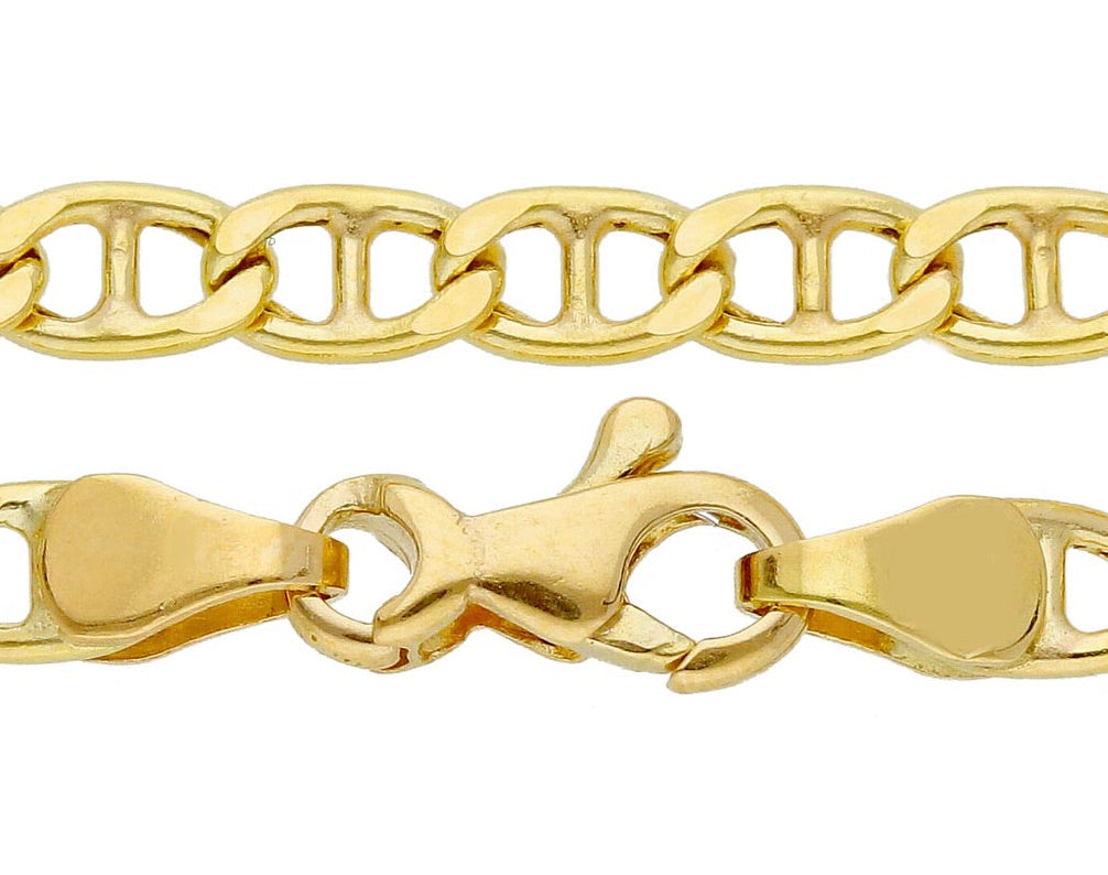 CATENA IN ORO GIALLO, 18K, MAGLIA MARINARA, PIATTA, SPESSORE 3.5 MM, 60-50-45CM