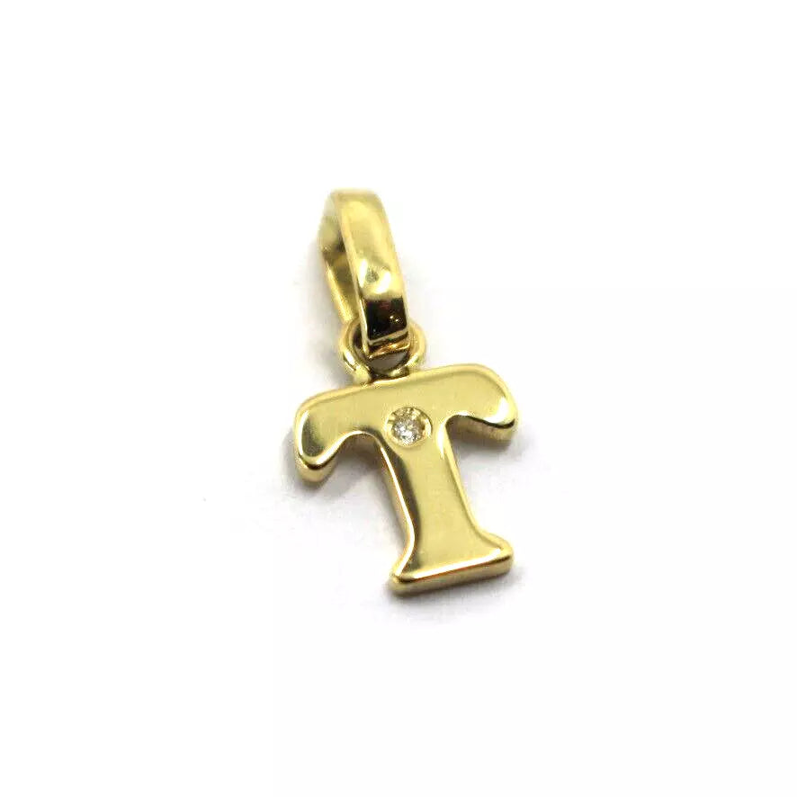 18K YELLOW GOLD PENDANT, SMALL INITIAL LETTER WITH DIAMOND, LENGTH 10 MM