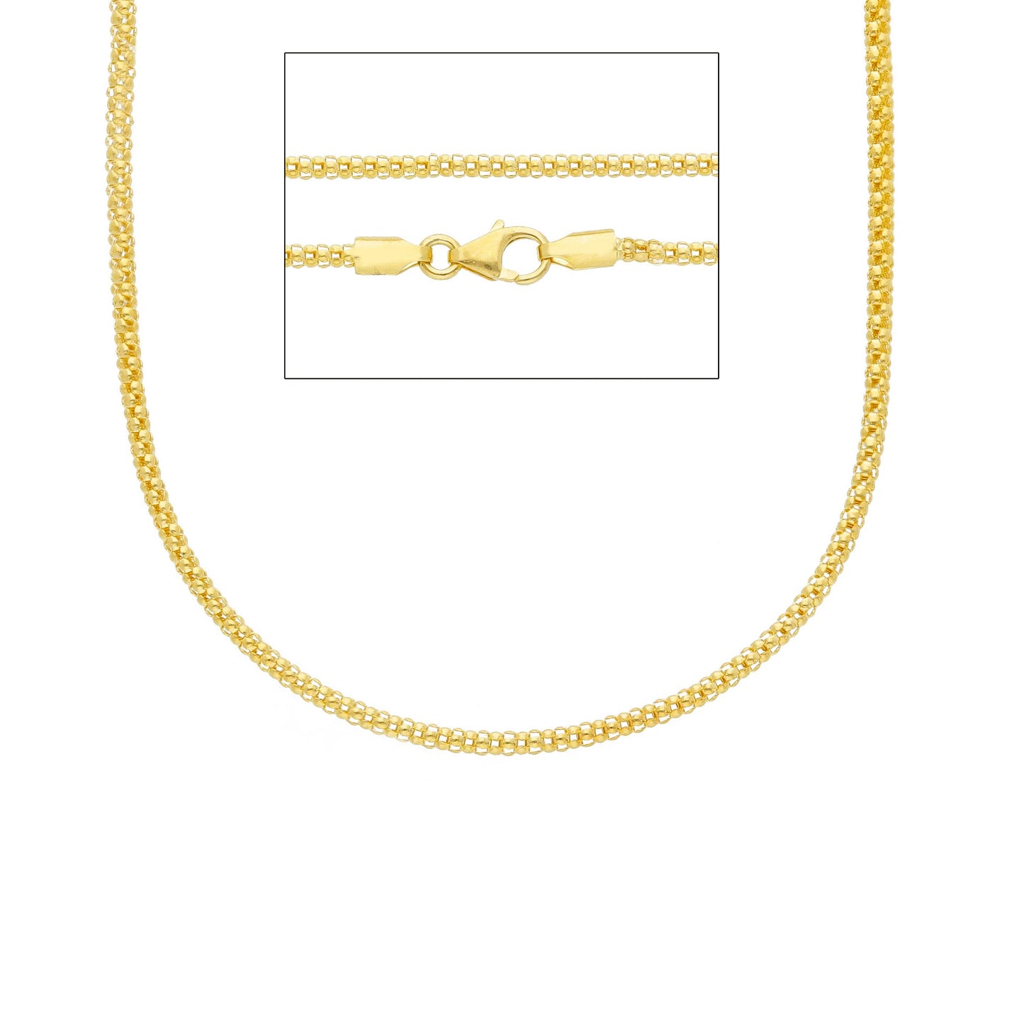 CATENA ORO GIALLO 750 18K MINI CESTINO LUCIDO LUNGA 40, 45 o 50 CM SPESSA 2 MM