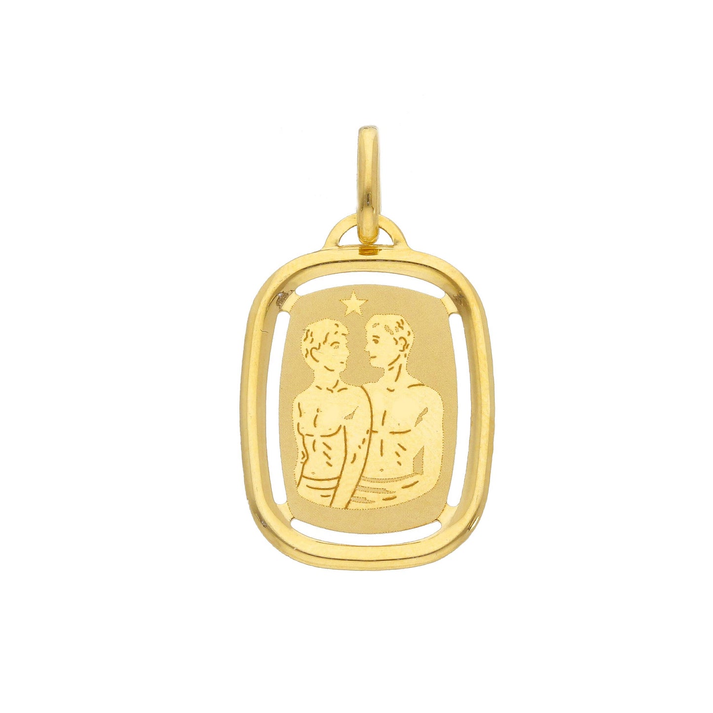 18K YELLOW GOLD PENDANT ZODIAC SIGN WITH ENGRAVABLE PLATE BLACK CORD