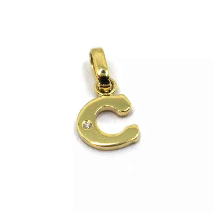 CIONDOLO ORO GIALLO 18K, PICCOLA LETTERA INIZIALE CON DIAMANTE, LUNGHEZZA 10 MM