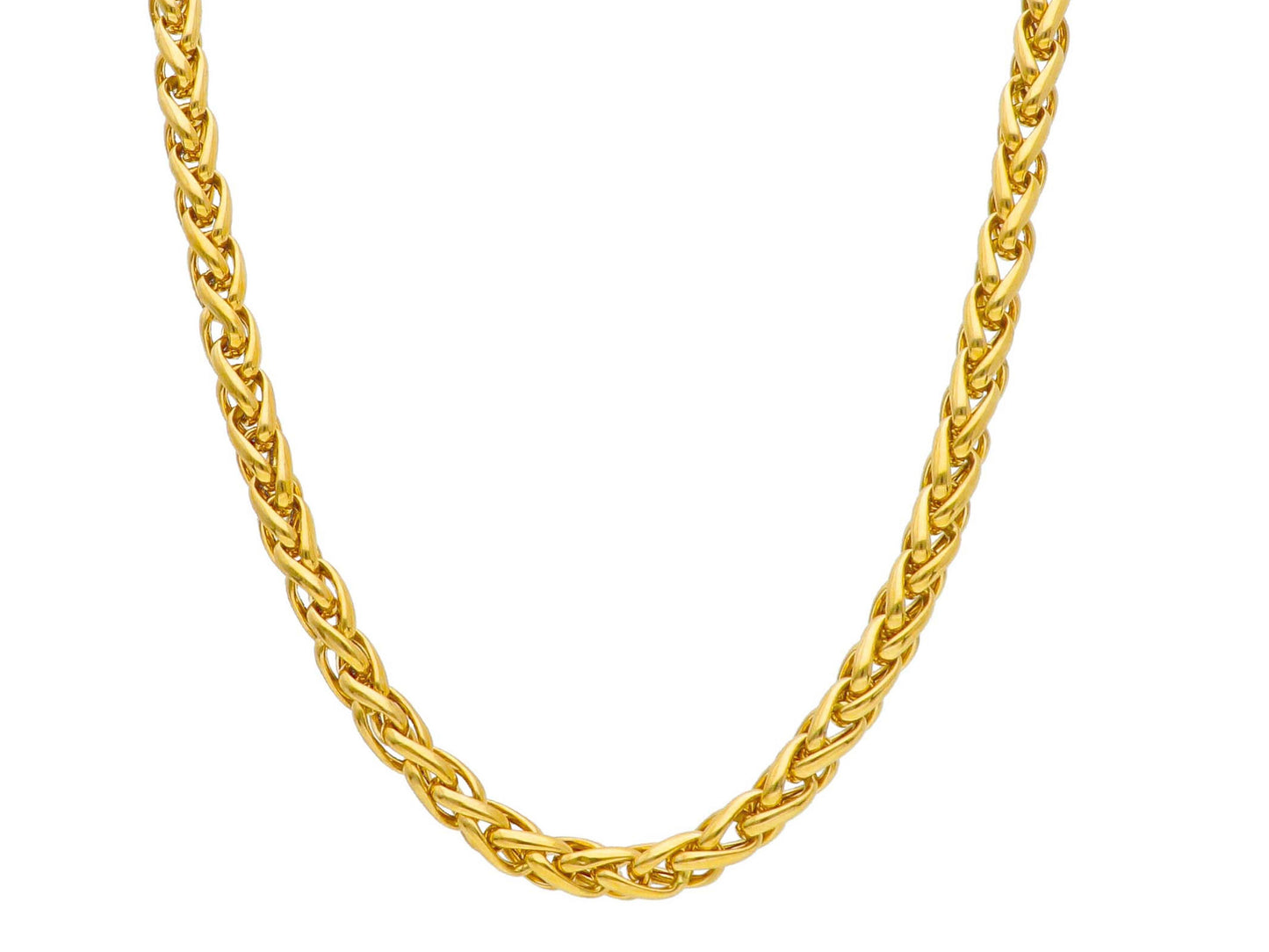 YELLOW GOLD CHAIN, 18K, EAR OF THE EAR LINK, 5 MM THICK, VISIBLE, LENGTH 45 CM