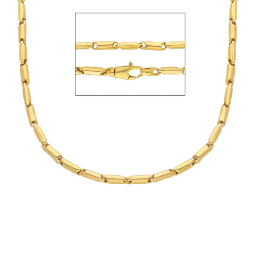 18K YELLOW OR WHITE GOLD CHAIN, ALTERNATED TUBULAR LINK, LENGTH 50-60 CM 