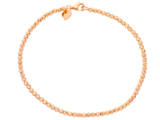 18K ROSE GOLD BRACELET, SPHERES, WORKED BALLS, DIAMETER 2.5 MM, 17-18-19-21 CM 