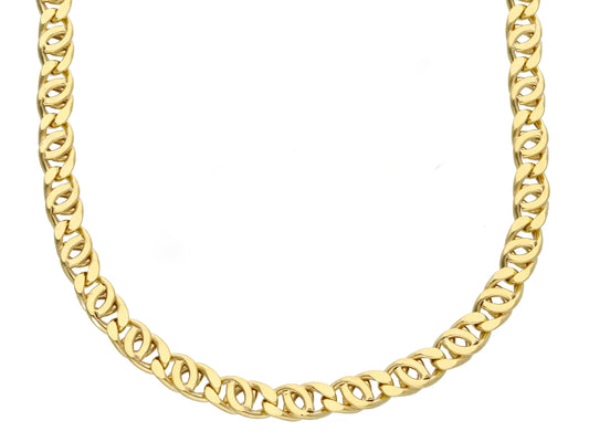 18K YELLOW GOLD CHAIN, ROUNDED TIGER EYE, 5MM THICK, 50-60CM 