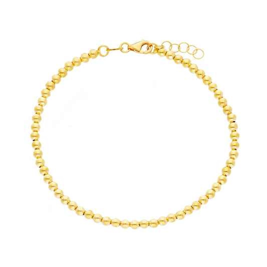 18K YELLOW OR WHITE OR ROSE GOLD BRACELET, WITH 3 MM SMOOTH SPHERES, 18 CM 