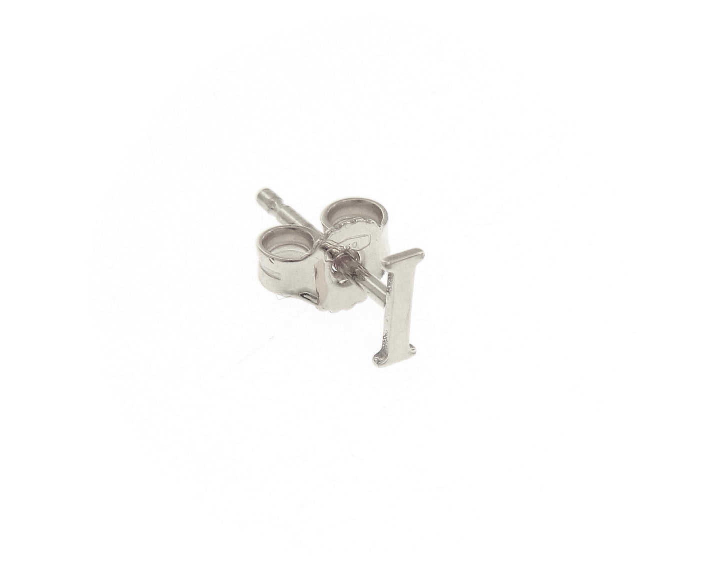 SINGLE EARRING IN 750 18K WHITE GOLD, FLAT INITIAL LETTER, LENGTH 6 MM