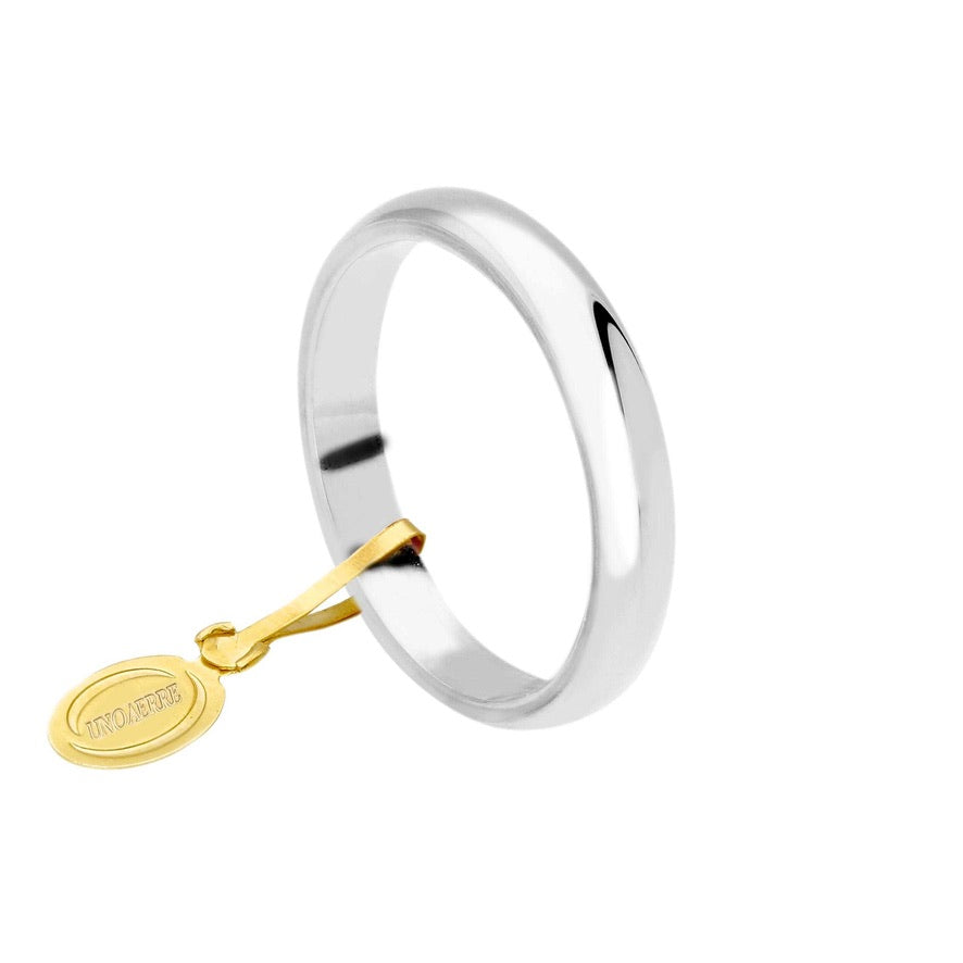 Anello Unoaerre fede nuziale sottile, spessore 3.4mm, peso 4 grammi, classica oro giallo o bianco 750 18k