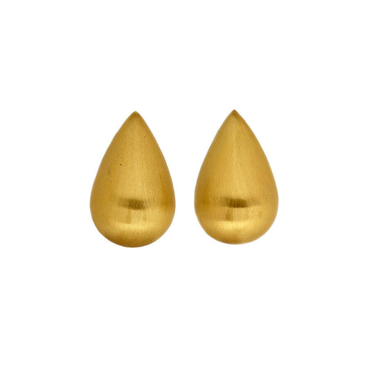 Orecchini Aquaforte in argento 925, placcati oro giallo, satinati, mezza goccia 20mm, perno e farfallina
