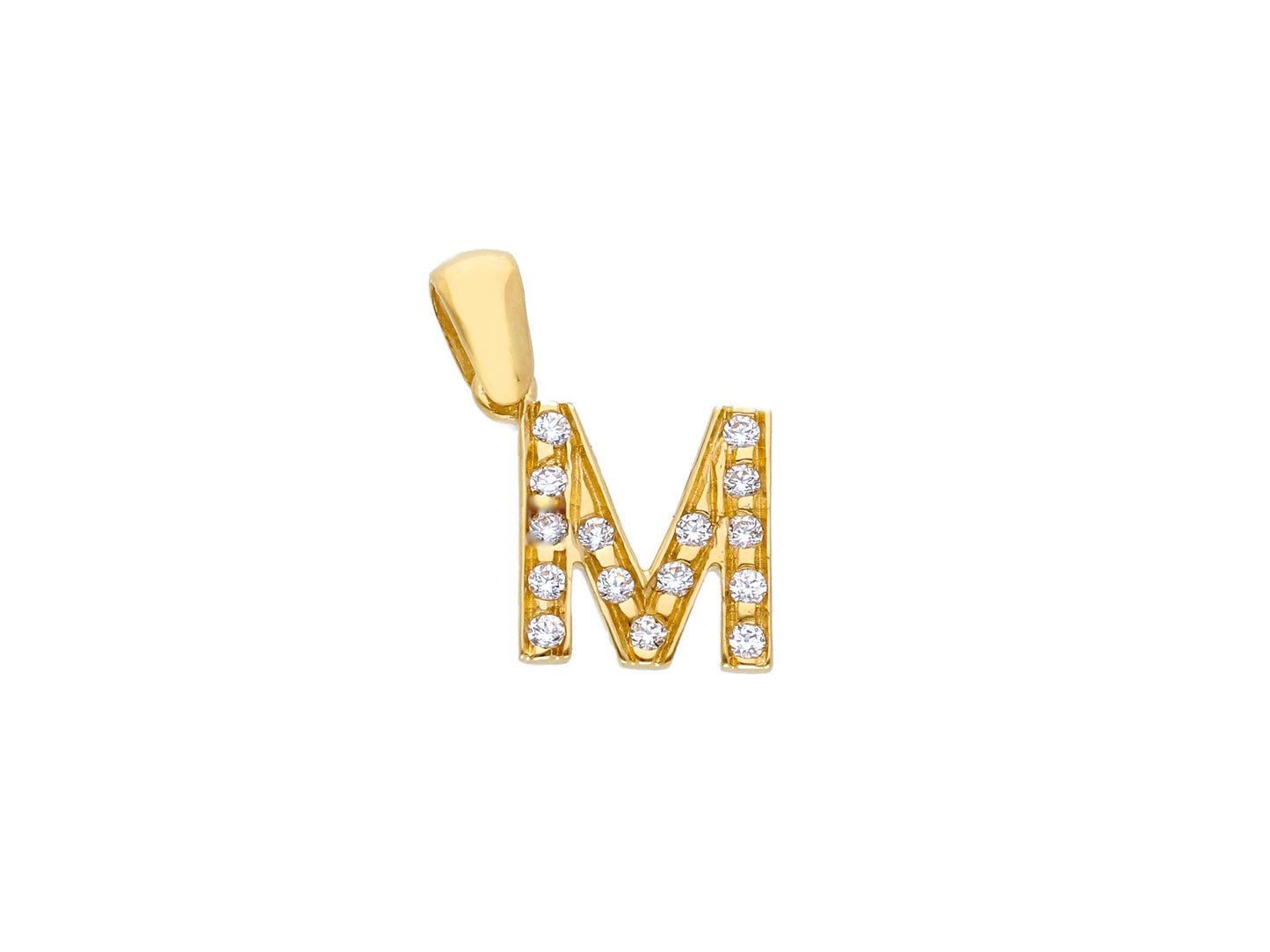 18K YELLOW GOLD PENDANT, INITIAL LETTER WITH CUBIC ZIRCONIA, LENGTH 1 CM