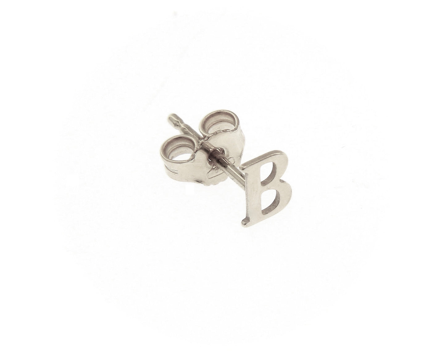 SINGLE EARRING IN 750 18K WHITE GOLD, FLAT INITIAL LETTER, LENGTH 6 MM