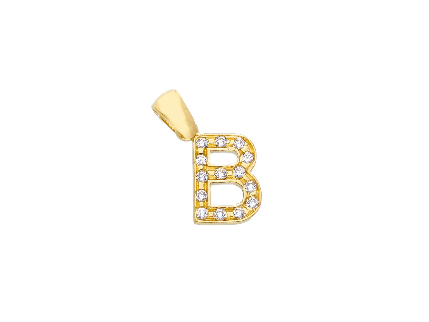 18K YELLOW GOLD PENDANT, INITIAL LETTER WITH CUBIC ZIRCONIA, LENGTH 1 CM