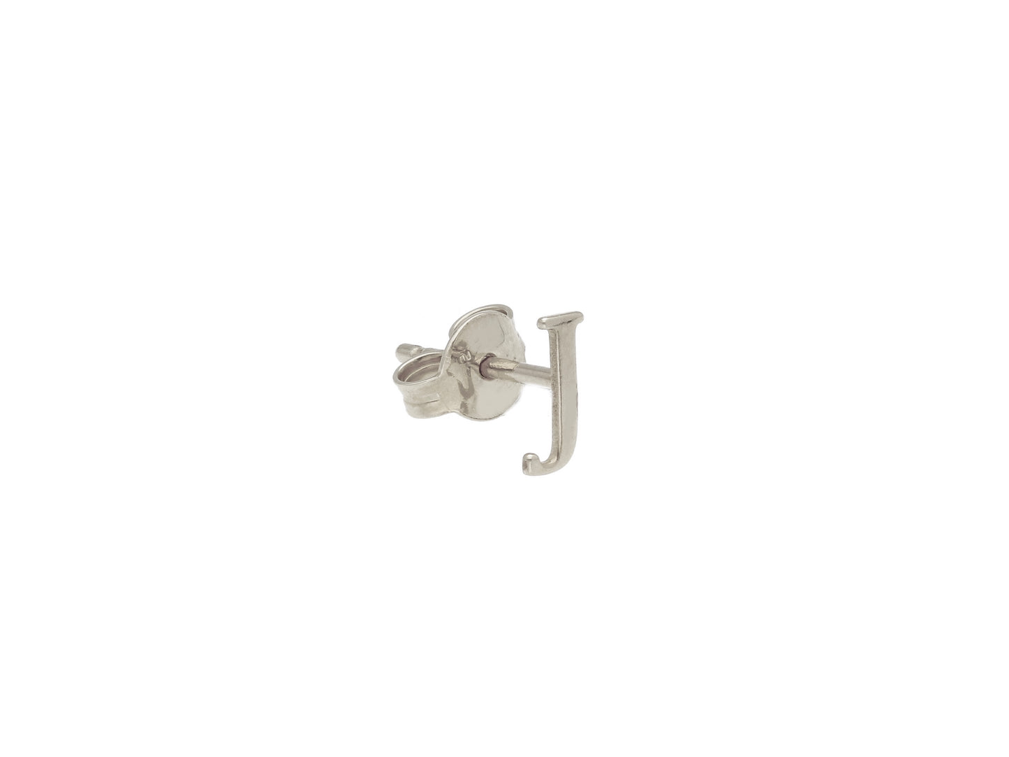 SINGLE EARRING IN 750 18K WHITE GOLD, FLAT INITIAL LETTER, LENGTH 6 MM