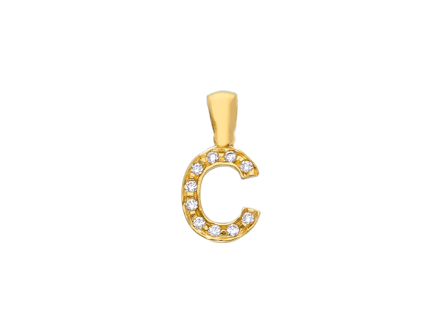 18K YELLOW GOLD PENDANT, INITIAL LETTER WITH CUBIC ZIRCONIA, LENGTH 1 CM