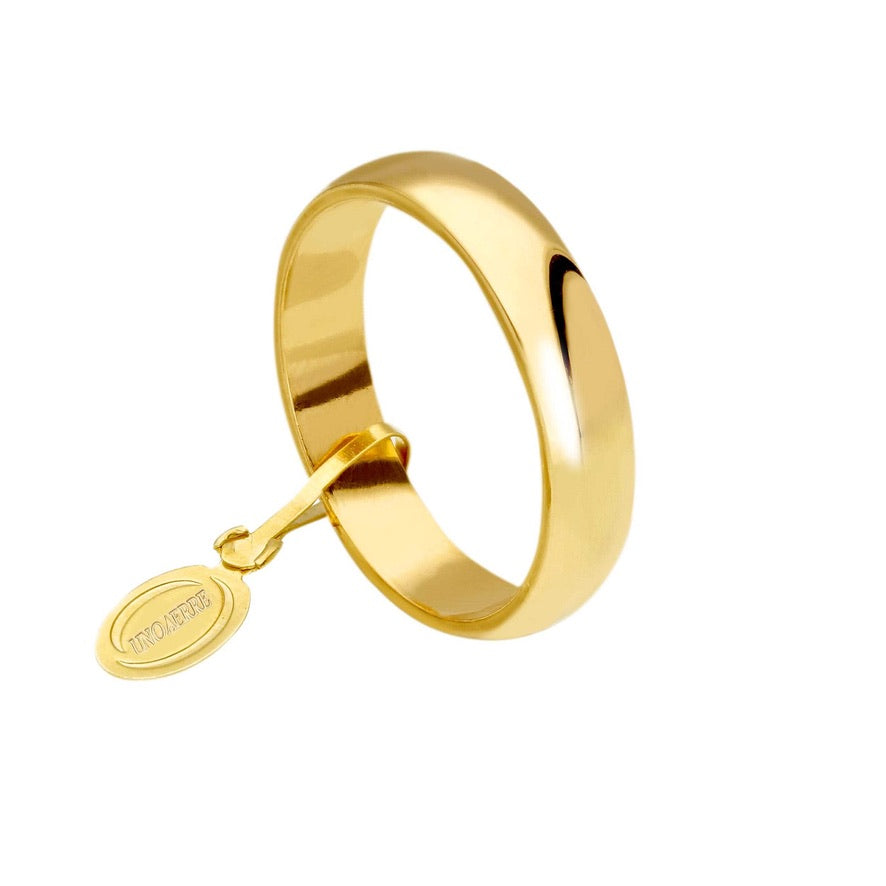 Anello Unoaerre fede nuziale, spessore 4.1mm, peso 4 grammi, Mantovana oro giallo o bianco 750 18k