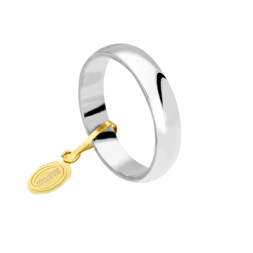 Anello Unoaerre fede nuziale, spessore 4.1mm, peso 4 grammi, Mantovana oro giallo o bianco 750 18k