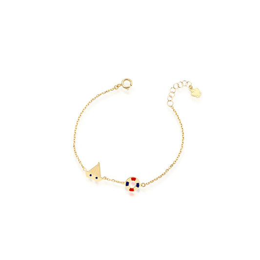 Roberto Giannotti 9k gold bracelet for children with boat and life jacket NKT390