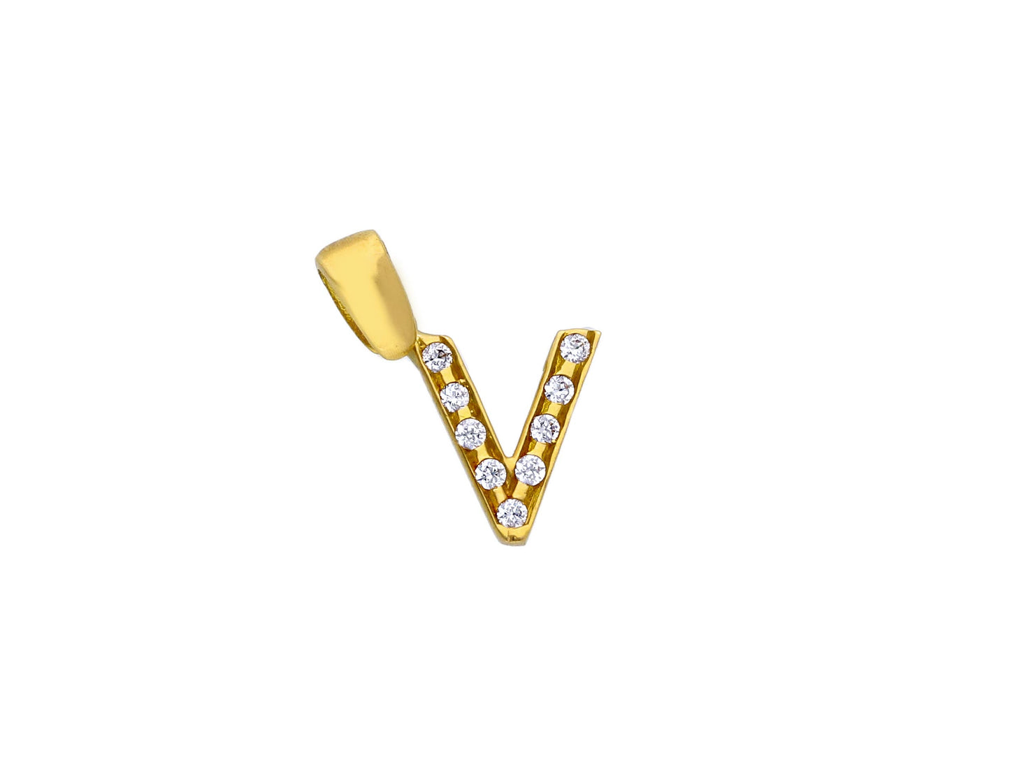 18K YELLOW GOLD PENDANT, INITIAL LETTER WITH CUBIC ZIRCONIA, LENGTH 1 CM
