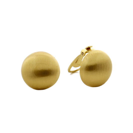 Orecchini Aquaforte in argento 925, placcati oro giallo, satinati, disco 17mm, clips senza foro