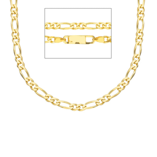 18K YELLOW GOLD CHAIN, FIGARO, GOURMETTE, 3+1, THICKNESS 3.5 MM, 50-60 CM 