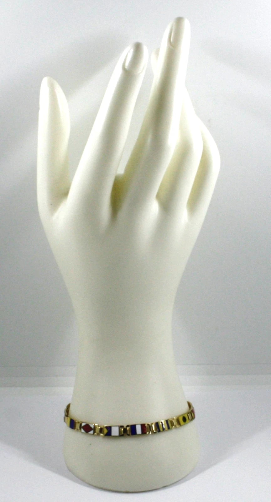 Arcadia-Armband aus 925er Sterlingsilber, gelbvergoldet und mit emaillierten nautischen Flaggen verziert, Stärke 5,5 mm, Länge 21 cm, hergestellt in Italien