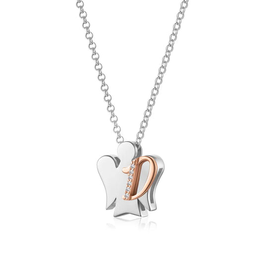 Collana Roberto Giannotti, alfabeto degli angeli in argento 925 con zirconi, lettera iniziale D, gia500d