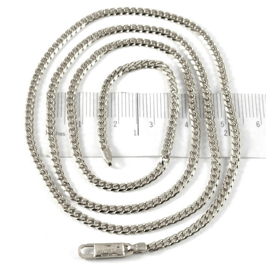 CATENA ORO BIANCO 18K, MAGLIA CUBANA, GOURMETTE, SPESSORE 2.8 MM, 50-60 CM